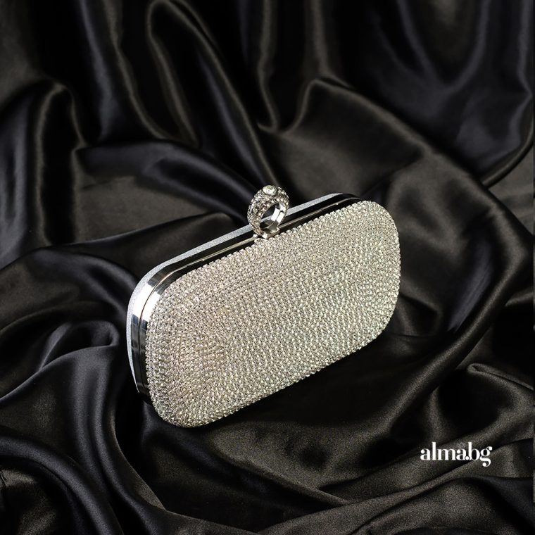 Alternative view of Официална чанта с кристали - сребро