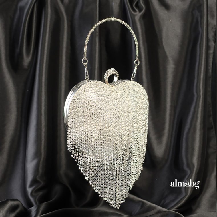 Women's heart handbag with crystals